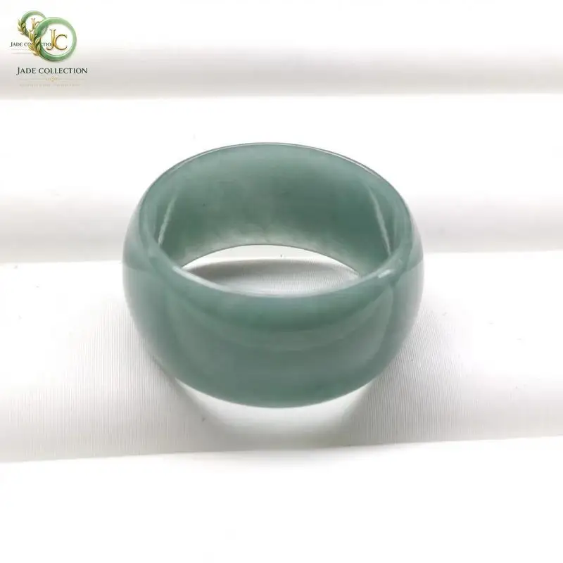 Natural Myanmar Jadeite Blue Water Jade Ring Men Women Healing Gemstone Fine Jewelry Genuine Grade A Burma Jade Wide Rings