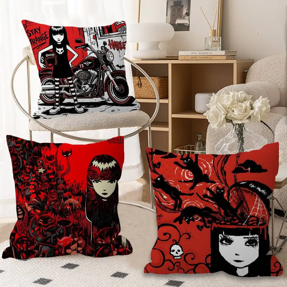 Comics Emily The Strange Maple Design Cushion Cover Happy Autumn Harvest decor Holiday Decorati Pillow Cover