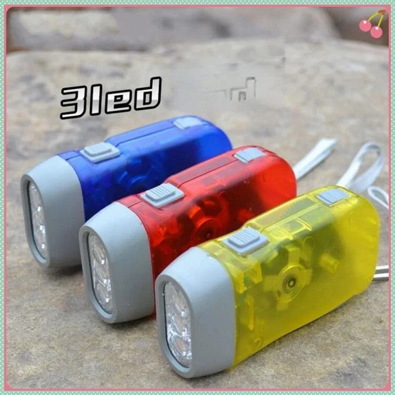 3LED Torch Light Hand Press Crank Camping Lamp Light  Outdoor  Hand Pressing Dynamo Crank Power Wind  Flashlight