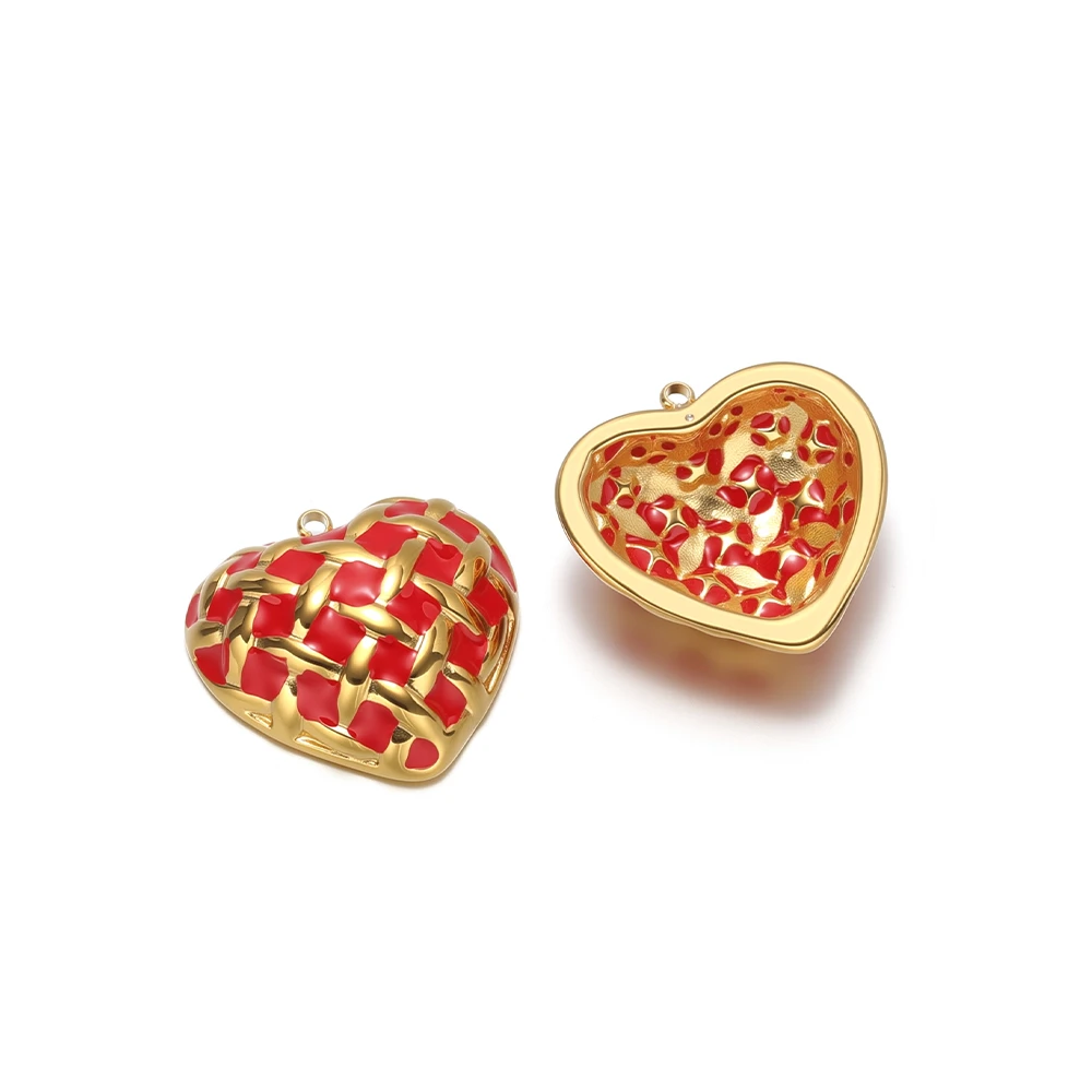 3pcs Enamel Heart Pendant Stainless Steel Earrings Charms for DIY Creative Jewelry Material Necklaces Making Bracelets Findings