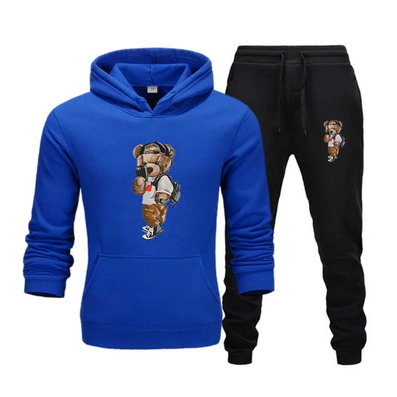 2 Pieces Men Track Suits Autumn Winter Jogging Sports Suits Sets Sweatsuits Hoodies and Athletic Pants Men Clothing