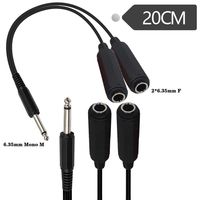 6.35mm Mono Male To 2 * 6.35SP Female Audio Connection Cable TRS Large 2-Core Male To Dual Female 3-Core 6.35 Plug