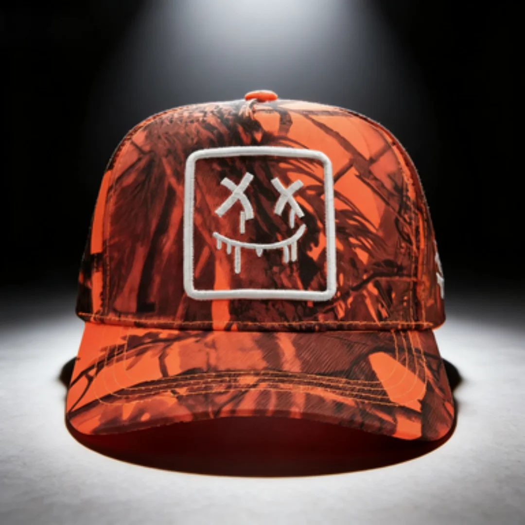 Streetwear Dripping Smiley Face Camo Hat Adjustable Trucker Baseball Cap For Men Women Cool Outdoor Casual Headwear