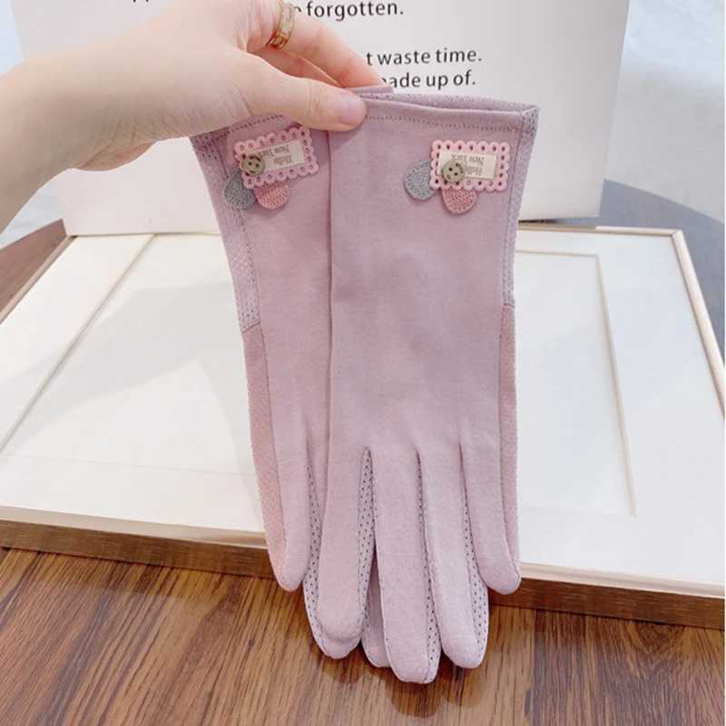 Women Summer Thin Anti-UV Sun Protection Cute Gloves Outdoor Riding Driving Fashion Non-Slip Breathable Full Finger Mittens T282