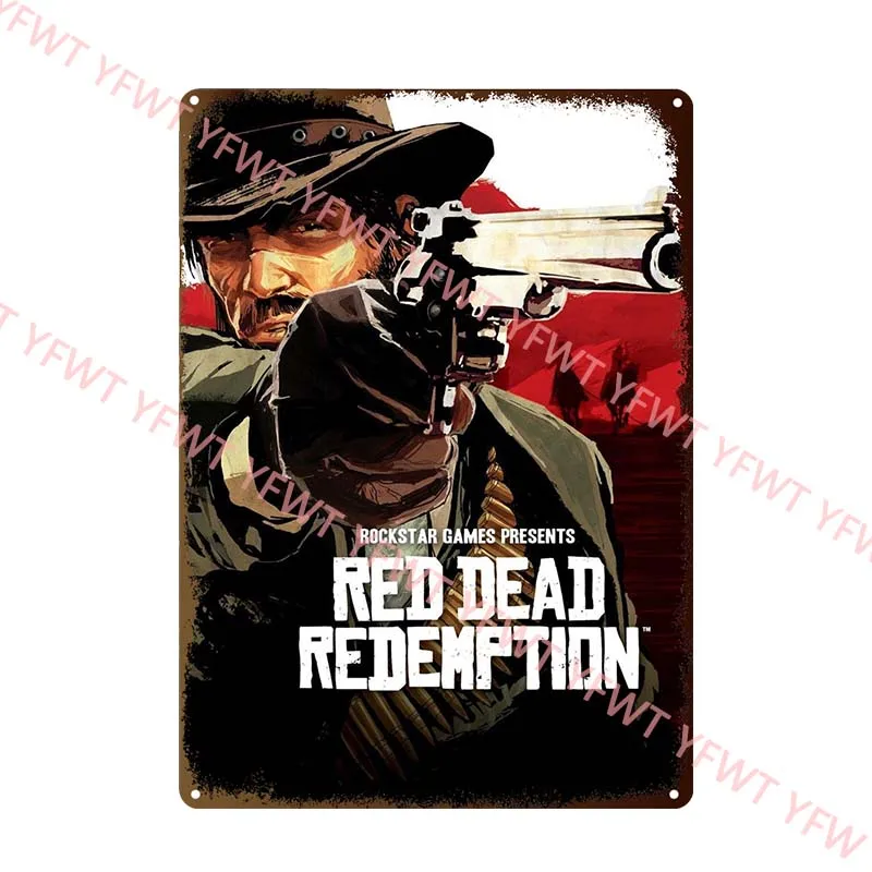 Red Dead Redemption Classic Game Metal Tin Sign Poster for Living Room Bedroom Game Room Decoration Game Lover Gift