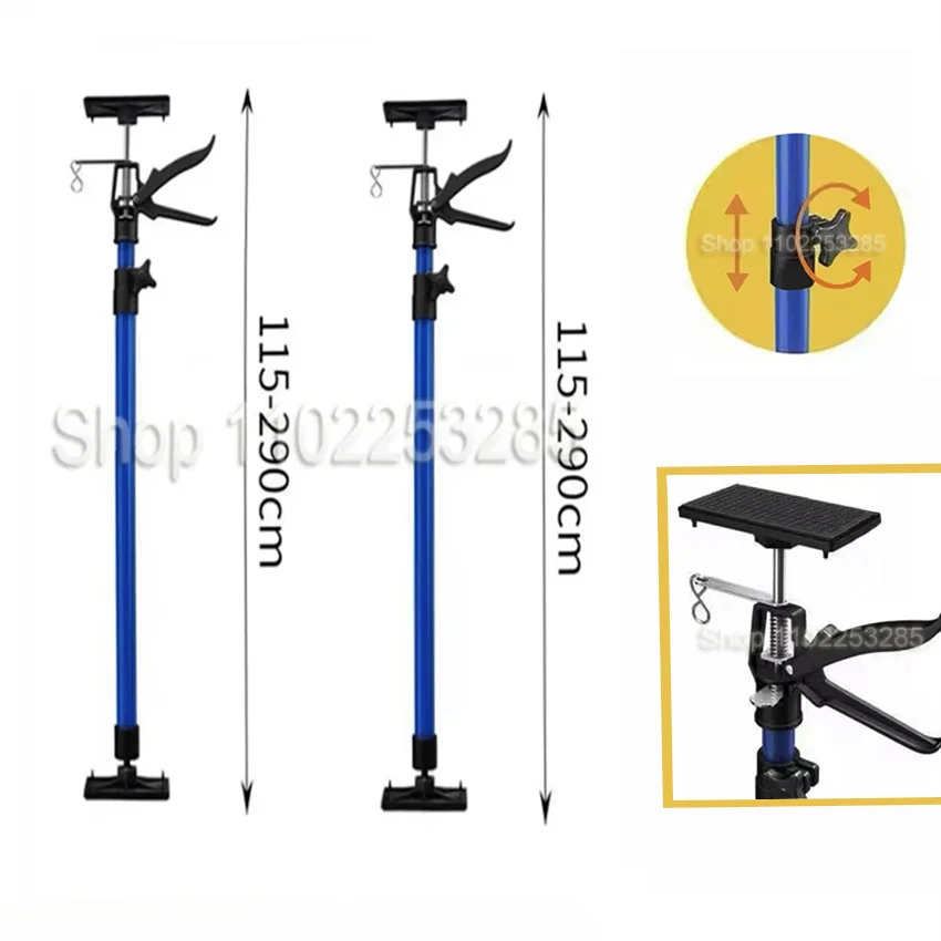 Upgrade 2Pcs Labor-Saving Telescopic Steel Support Rod Ceiling/Cabinet/Drywall Construction Hand Lifting Jack Extensible 290cm