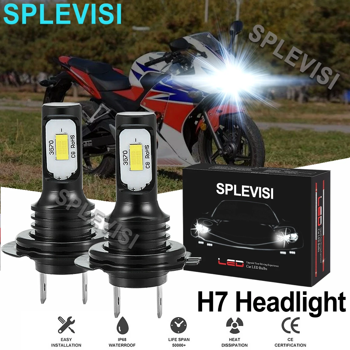 

2x70 Вт чисто белая светодиодная фара для мотоцикла Aprilia RST1000 01-2005 RSV Mille2001-2004 RSV тысяча R 2001-2004 RSV4 RF 2015-2018