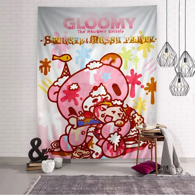 Cartoon g-gloomy bear tapestry art print cheap hippie wall hanging Bohemian tapestry Mandala art home decor