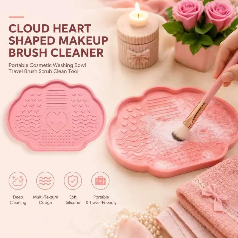 Support de nettoyage pour pinceaux de maquillage en forme de nuage, mini et portable
