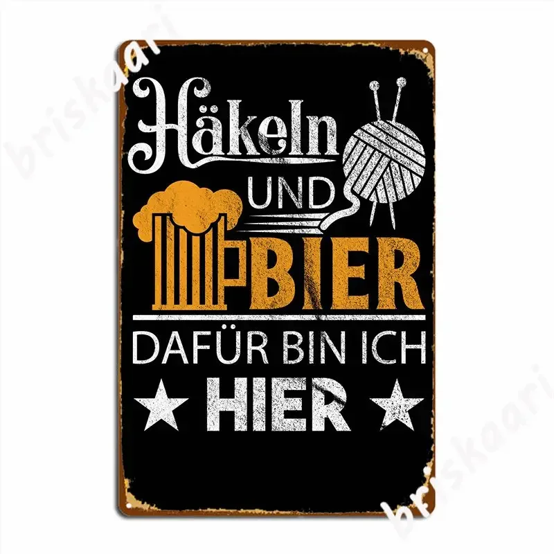 Crochet And Beer Here Metal Plaque Poster Retro Pub Plaques Cave Pub Tin Sign Posters