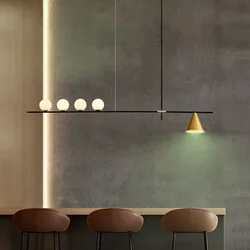 Nordic Minimalist longer chandelier lighting Dining Room Kitchen Fixtures Pendant Lights Restaurant Hanging Lamp glass lampshade