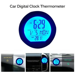 1x Power Solar Car LCD Digital Clock Thermometer Time/date Meter/Temperature Display LED Backlight Car Clock Digital LCD Display