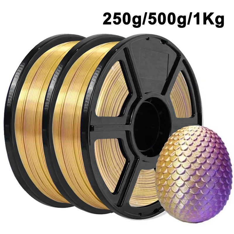 

250g 500g 1Kg Dual Color PLA 3D Printer Filament Silk Gold Purple 1.75mm Pla 3D Printing Material 2 Colours Silk purple Gold