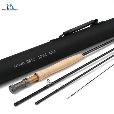 MAXIMUMCATCH 10-11ft 2-4WT NANO Nymph Euro Fly Rod IM12 Carbon Fast Action for Technical Nymphing Fly Fishing Rod