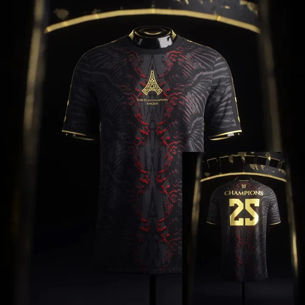

2025 Mens PSG Special Short Sleeve Football Shirt Training Soccer Uniform Moto The Parisians European Champions Jersey Tee Tops