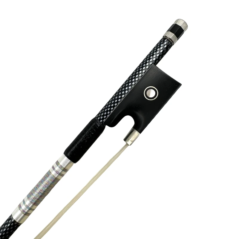 New light carbon fiber 4/4 violin bow black Grid fiddle bow White horse hair violin accessories