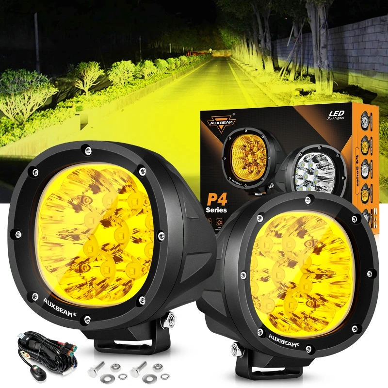 

2Pcs 4 Inch 90W Round Work Light 3535 LED Spot Flood Driving Light LED Driving Lamp For Jeep Wrangler Truck Offroad SUV ATV UTV