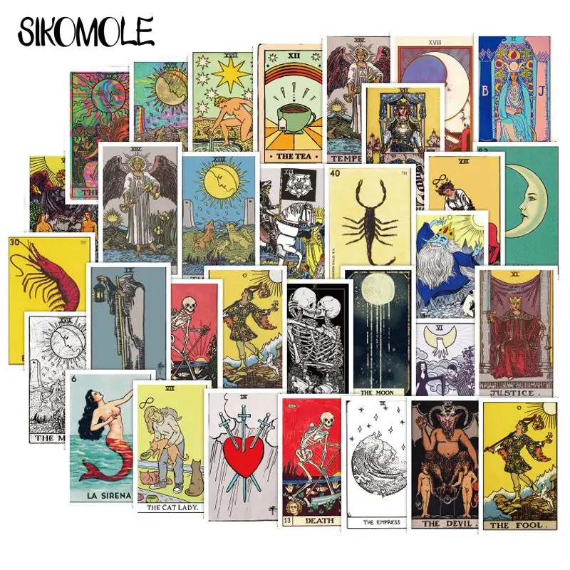 10/30/60PCS Tarot Card Fortune-telling Doodle Sticker Collection DIY Toy Luggage Laptop Skateboard Pegatinas Decals Stickers F5