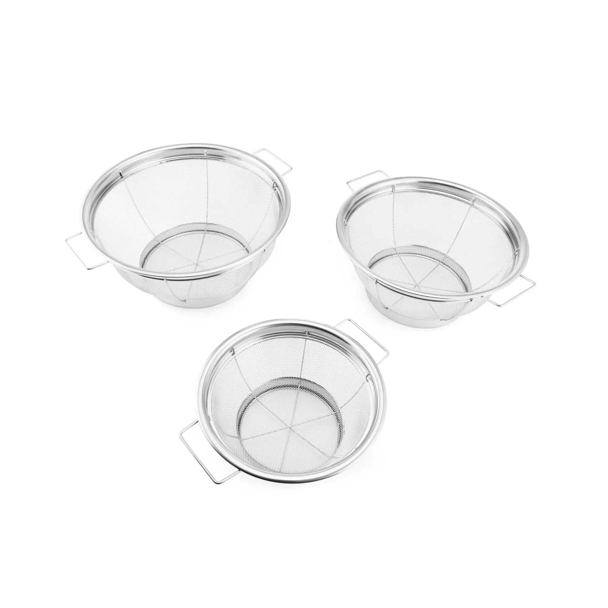 

Профессиональный набор ситов из 3 предметов из нержавеющей стали, мелкие/грубые ситечки для выпечки, приготовления пищи и просеивания, легко чистится