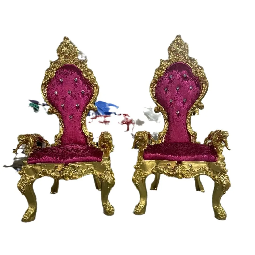 

Factory Outlet Hotel Bright Gold High Back King Seat Clubhouse Wedding Sofa Chair