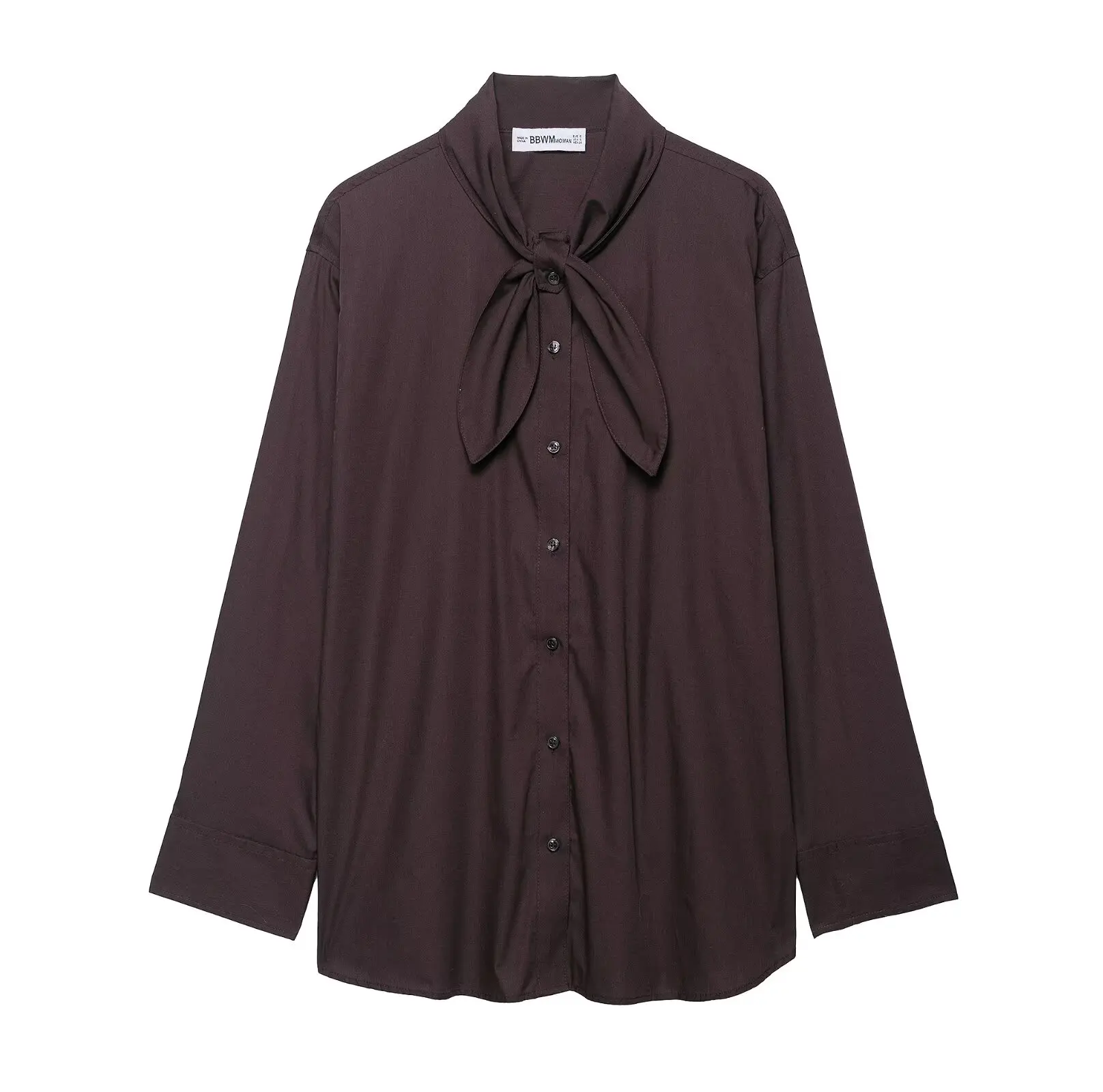 

Woman Scarf Shirts 2025 Autumn Elegant Office Lady Loose Chic Slim Daily Full Sleeve Daily All Match Shirts Necktie Poplin Shirt