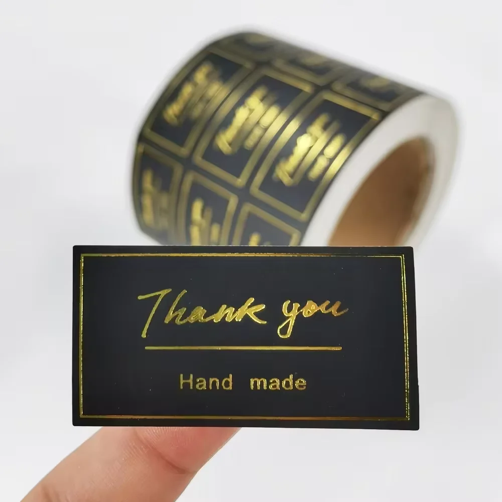 Custom Hot Stamping Gold Foil Label｜Custom Logo Sticker Printing｜Kraft Paper Adhesive Labels
