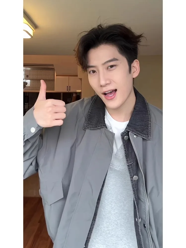 

Мужская джинсовая куртка в американском ретро-стиле, весна-осень, свободного кроя, с длинными рукавами, из полиэстера, в стиле бейсбольной куртки Харрисон