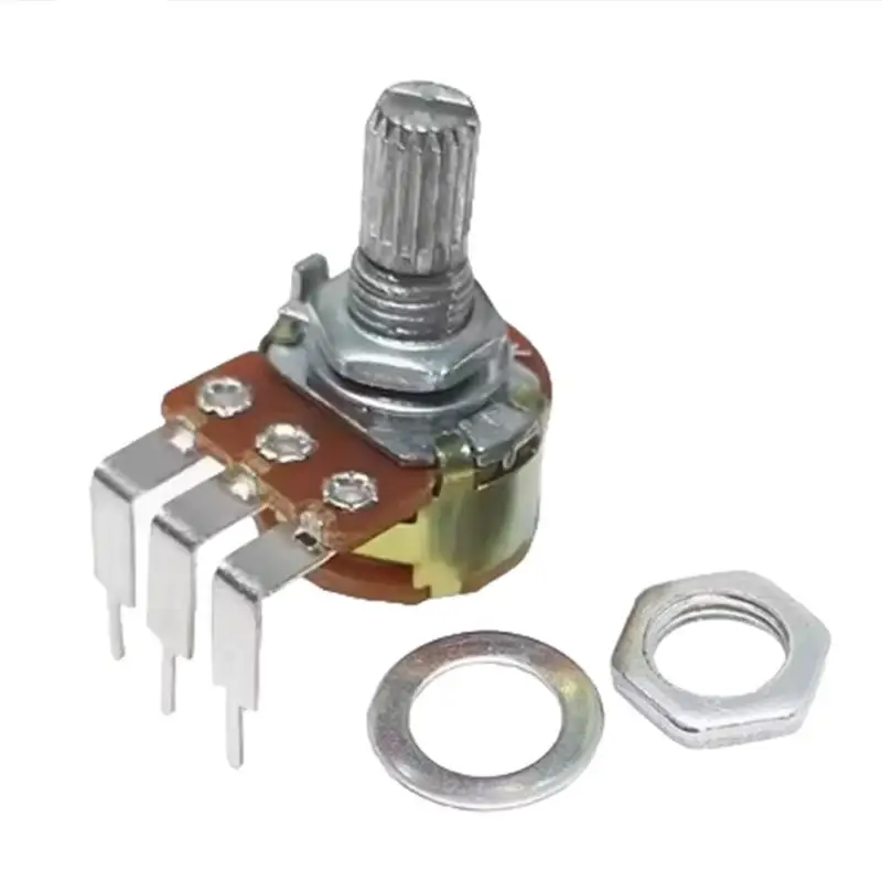 【MA】Portable WH148 3Pin With Switch 15MM Bend Foot B2K B5K B10K B50K B100K B250K B500K Potentiometer With Nut And Washer