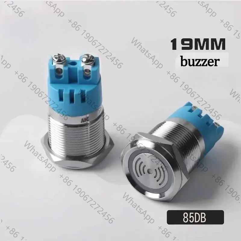 19mm Metal Buzzer Intermittent Flashing Red Light High Decibel Stainless Steel Alarm Buzzes DC12V24V