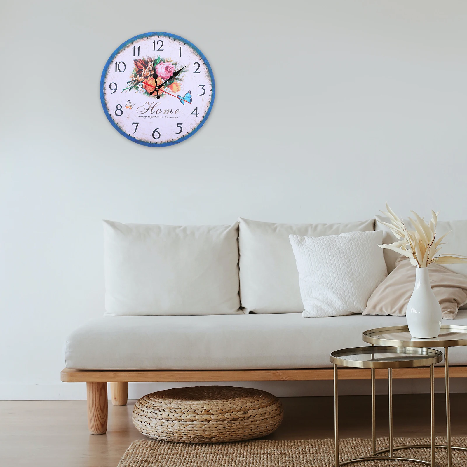 

Wooden Retro Flower Wall Clock Decoration for Living Room Decorative Clocks Hanging