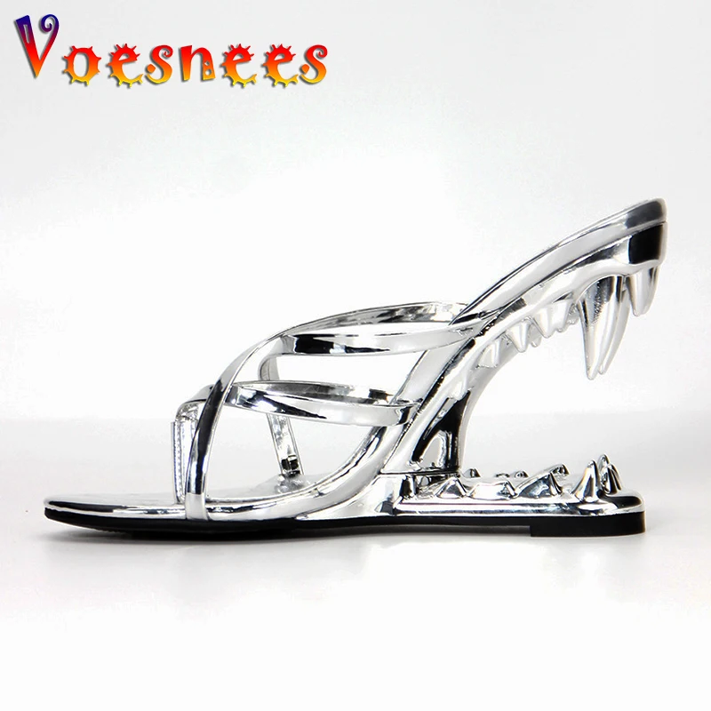 

Designer High-heeled Sandals 2023 Summer New Sexy Thin Band Slippers 9CM Fashion Wedges Women's Shoes Toe Clamping Flip-flops