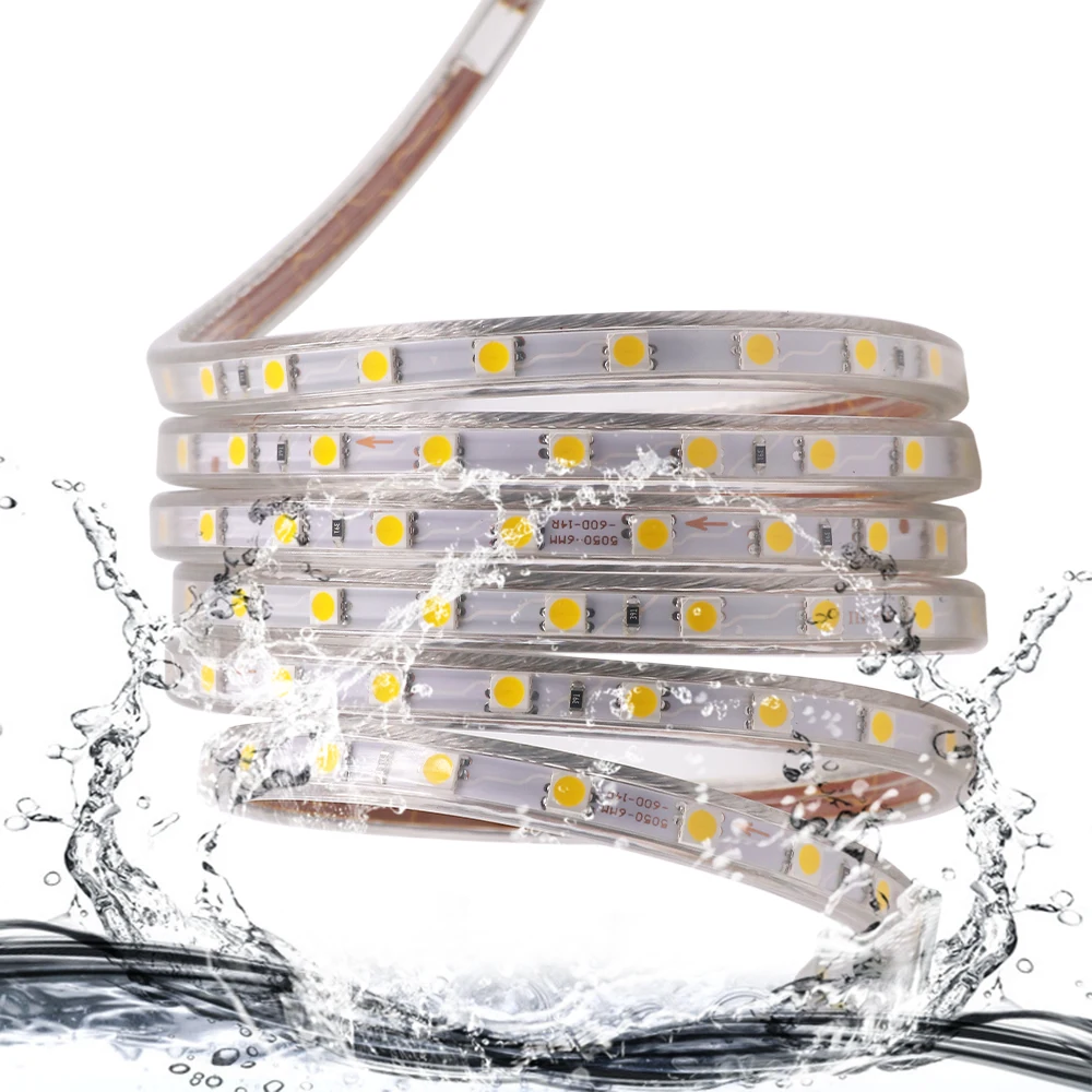 5050 SMD LED Light Strip 220V 110V Waterproof 60LEDs Flexible Tape Ribbon With ON/OFF Dimmer Switch Plug Waterproof Stripe Rope