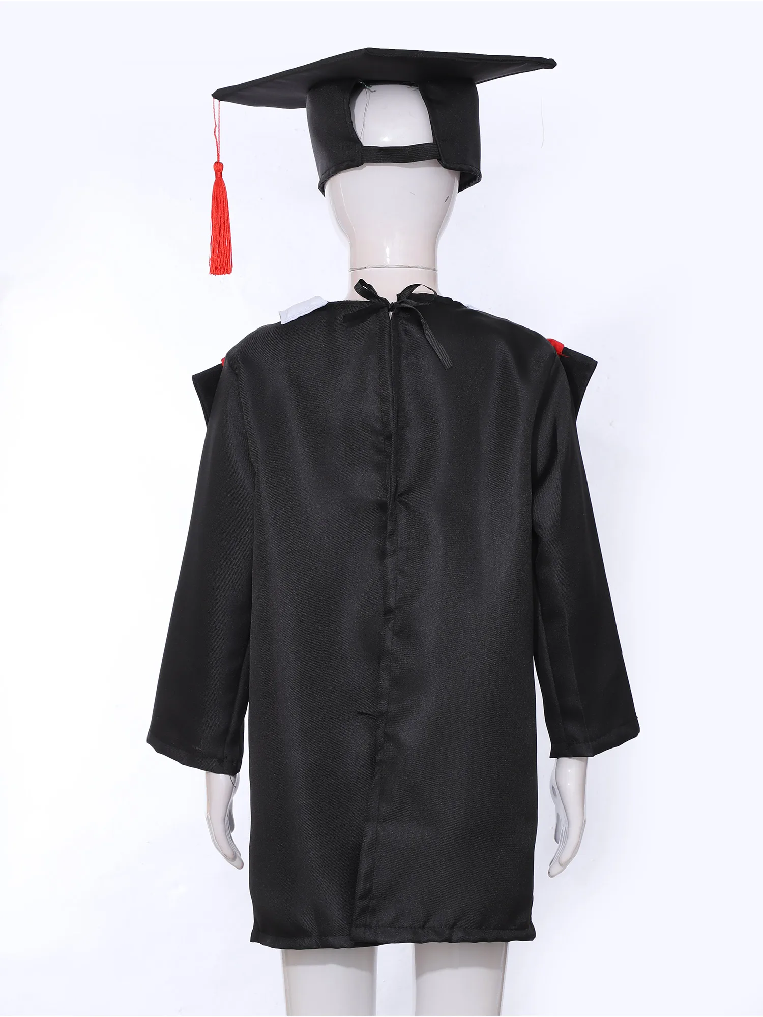 4-12Y Kids Boys Girls Preschool Nursery Graduation Uniform Robe Set with Tassel Cap Graduation Gown for Primary School Ceremony