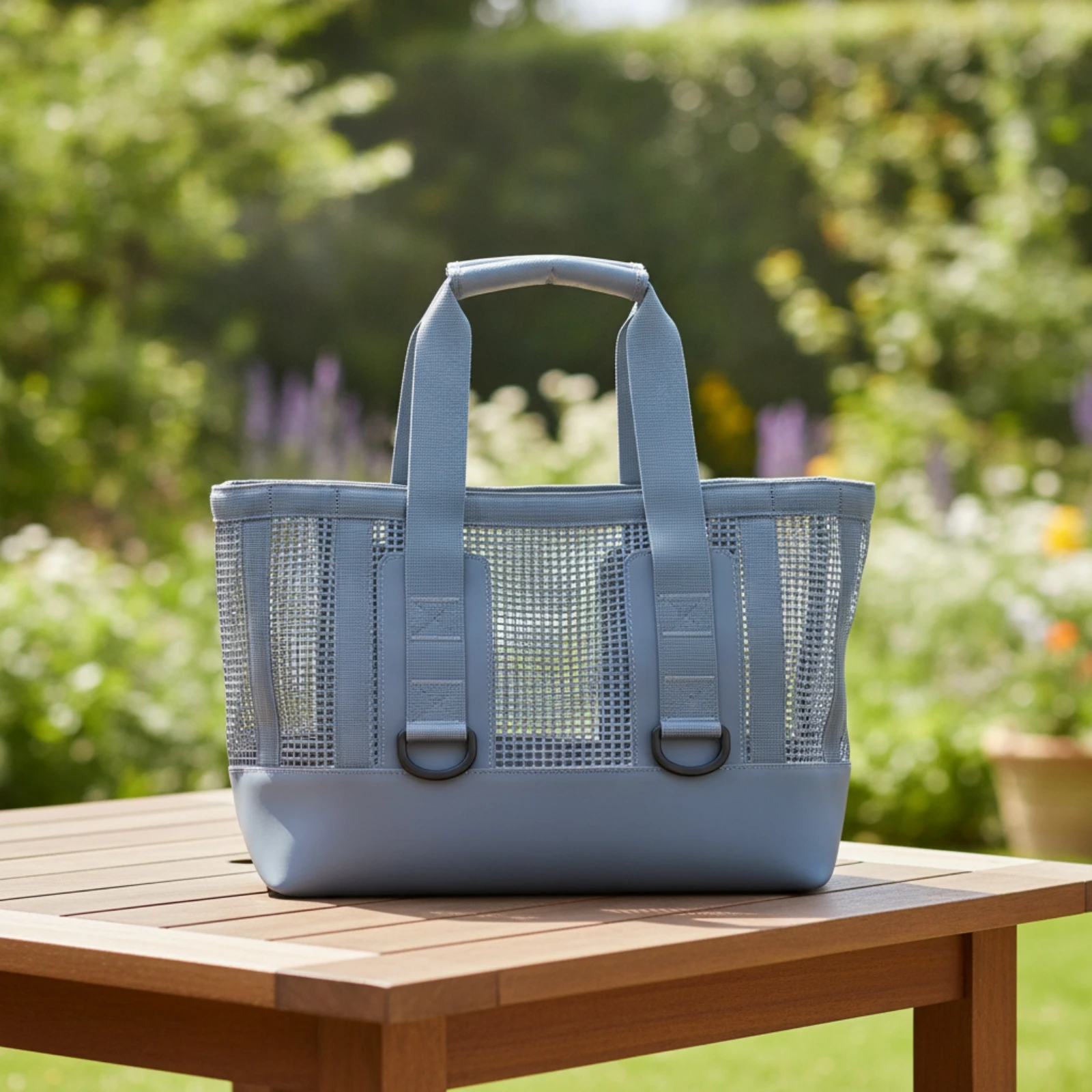 Mesh Tote Bag Quick Drying Gear Bag with D-Rings Water-Resistant Heavy-Duty for Beachgoers, Beach, Pool view 4