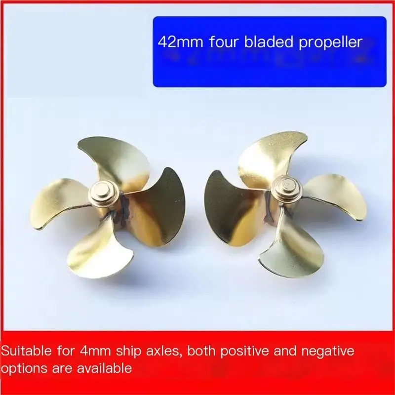 42mm Four-Blade Brass Left/Right Hand Propeller Pair for RC Model Boats, M4 Shaft Hole