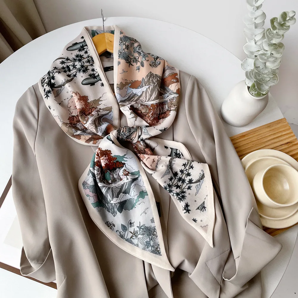 Fashionable Retro Ribbon Silk Scarf, Long Scarf, Daily Matchinging Shirt and Scarf, Professional Decorative Scarf