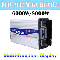 6000W 8000W Power Pure Sine Wave Inverter 12V 24V To AC 110V 220V 50/60HZ Converter Solar Car Inverters Multi-Function Display