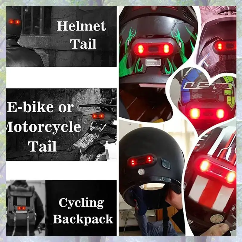 2x luz led para capacete, luz de freio para capacete de motocicleta, recarregável, luz de advertência de segurança vermelha traseira para andar de noite