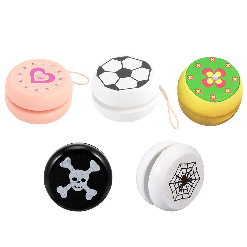 Yo-Yo en bois coloré, Portable, Durable, sûr pour enfants, exercice éducatif des doigts, attirer l'attention, 5 pièces