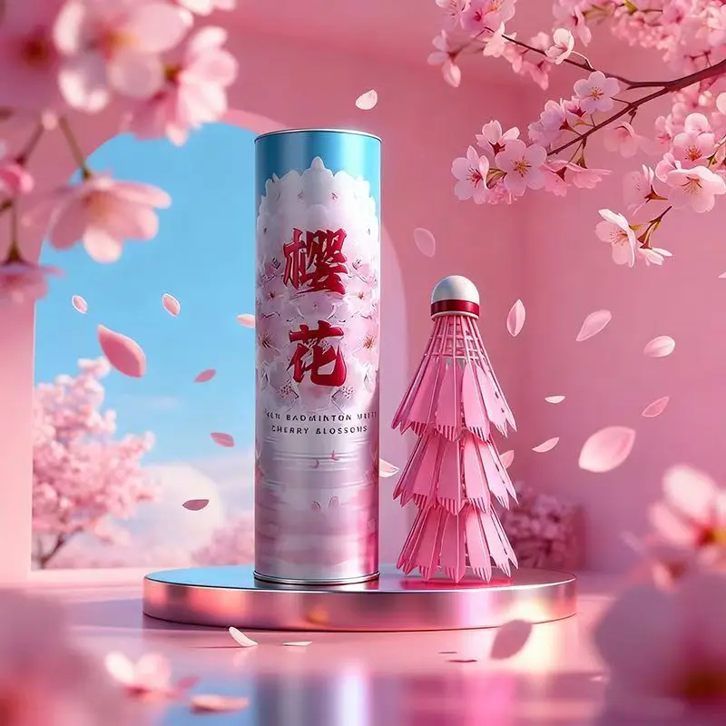 Pink Cherry Blossom Color Badminton uttlecos Set of 6 Luy ass Stable pe Windproof for Indoor And Outdoor Girls Model
