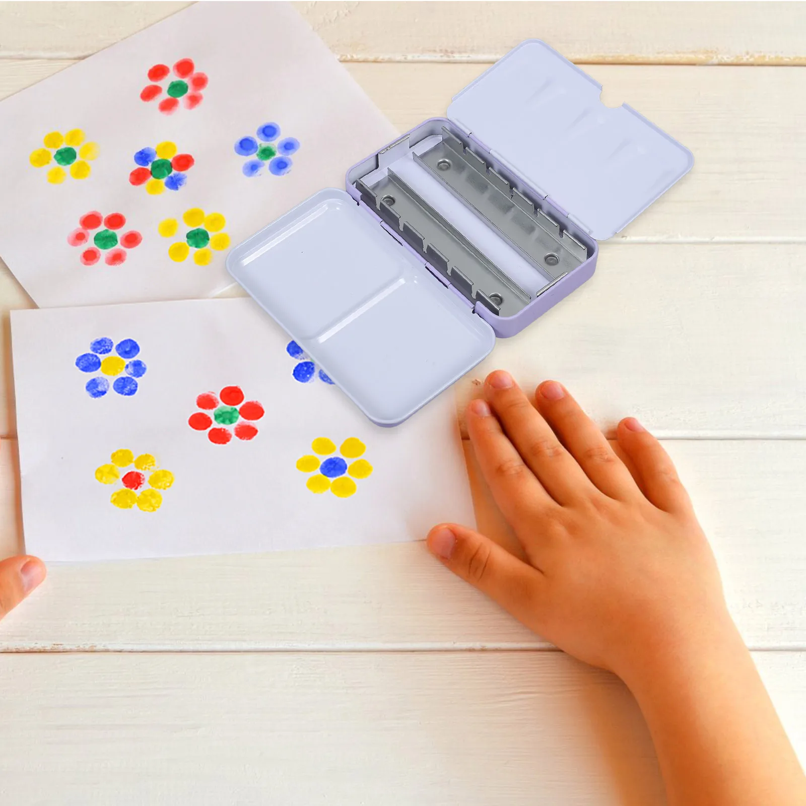 

Watercolor Paint Box Empty Palette Tin Blue Optional Holder Tray Painting Trays Iron Mini