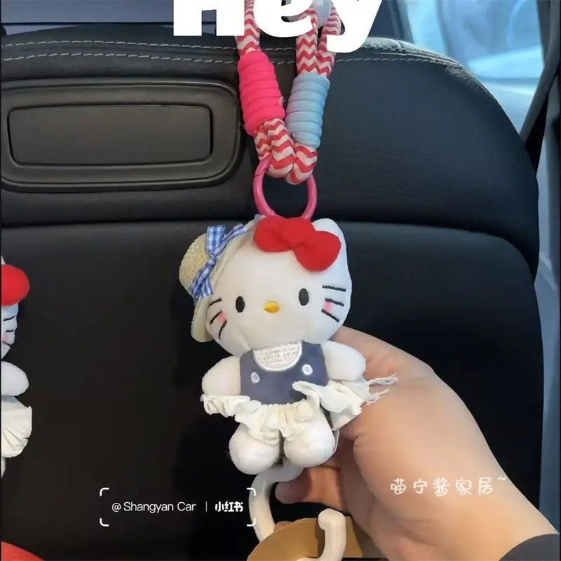 Kawaii Sanrio Hello Kitty Toy Straw Hat Anime Cartoon Cute Car Hook Seat Back Multi Functional Storage Hook Doll Girl Gift Toys