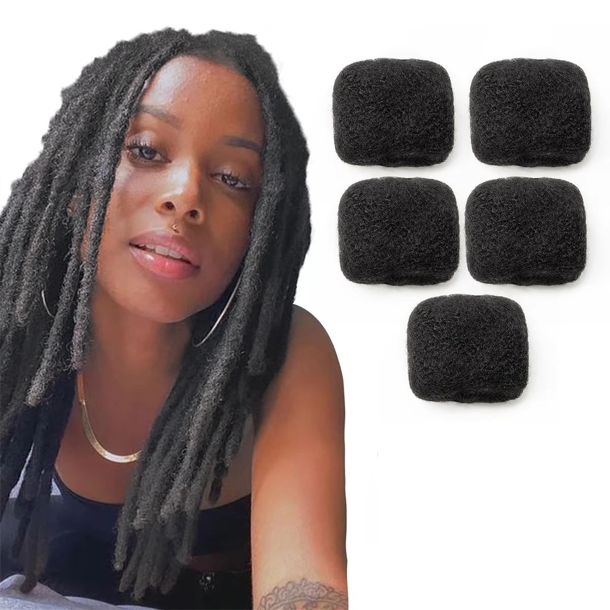 

Synthetic Afro Kinky Hair Locs Balls Dreadlock Lock Coils Fill In Hair Puff Hair Cushion Crochet Braiding For Black Women DIY