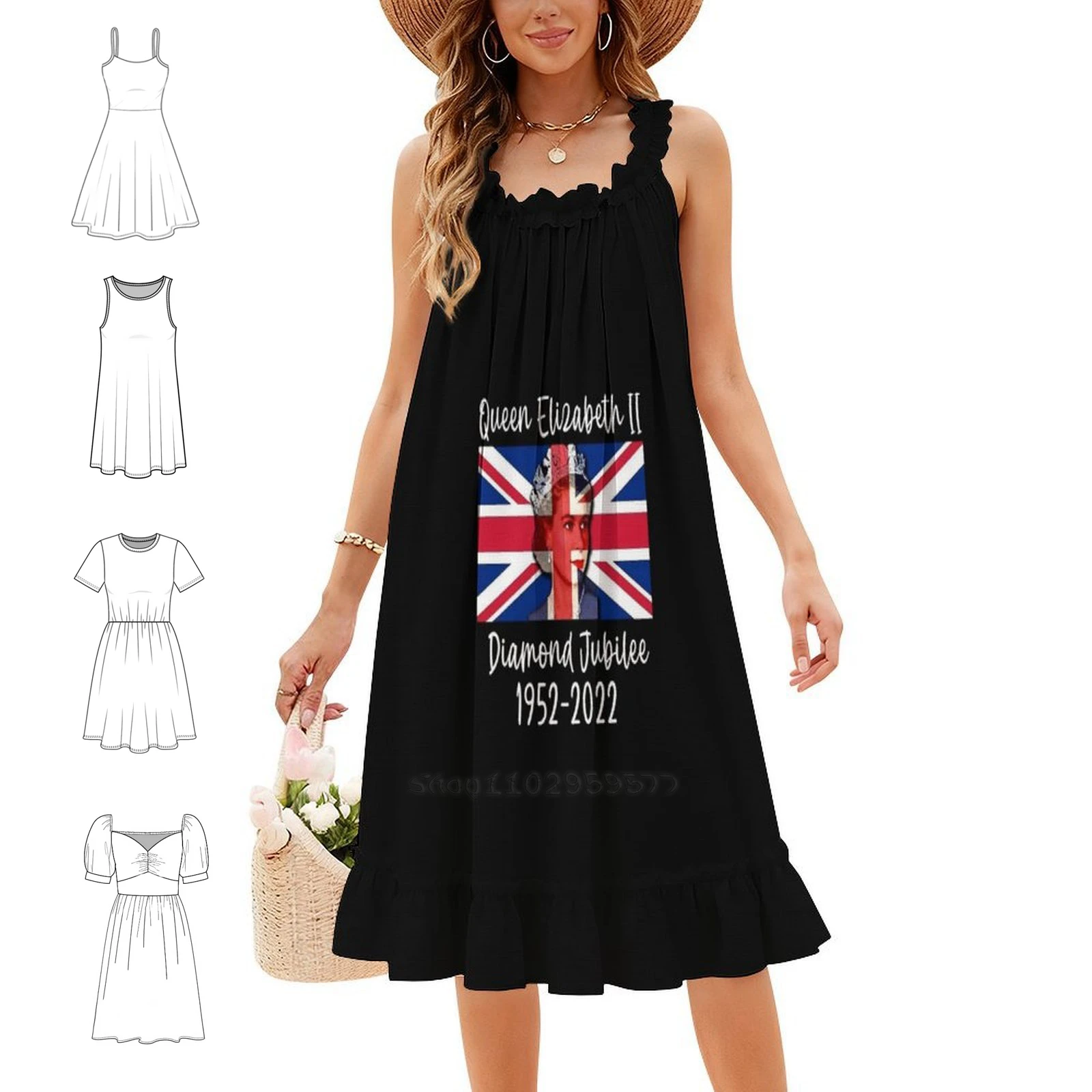Queen Elizabeth Ii Platinum Jubilee 70 Years With Women's Streetwear Party Dress Trendy Print Club Clothing For Female Queen