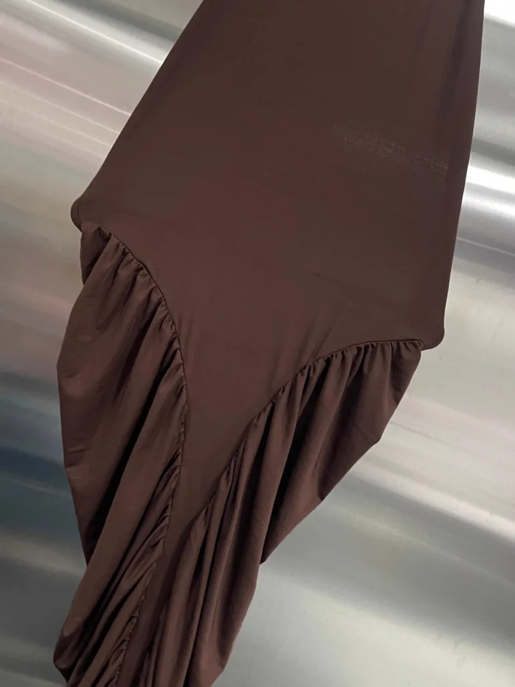 여성용 2025 디자이너 홀터 하이넥 스모크드 바디콘 패셔너블 러플드 칵테일 파티 드레스 봄 여름 이브닝 드레스