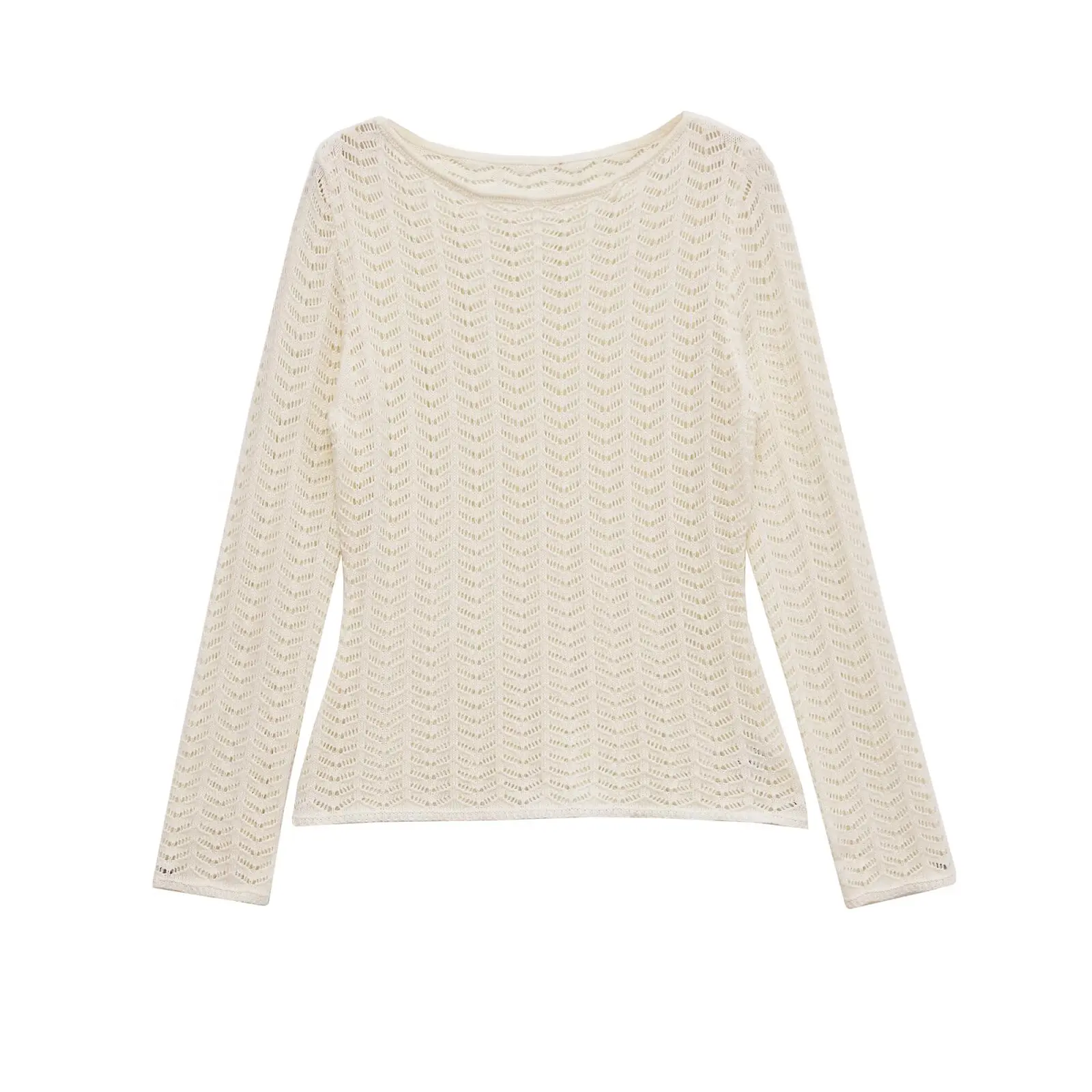 

ZBZR Новый весенний женский трикотаж с открытой передней частью и полой текстурой, свободный крой из полиэстера, длинный свеч-ирт, дышащий, удобный