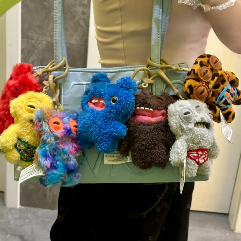 Porte-clés monstre à dents Fuggler Original, jouets en peluche, mignon, à grands yeux, grange, drôle, monstres à dents laides, pendentifs mignons