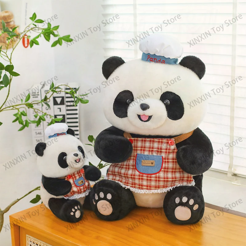 

Плюшевая игрушка-панда-повар 65 см, черно-белая, милая мягкая игрушка для взрослых и детей, аниме-подарок на день рождения, оптом