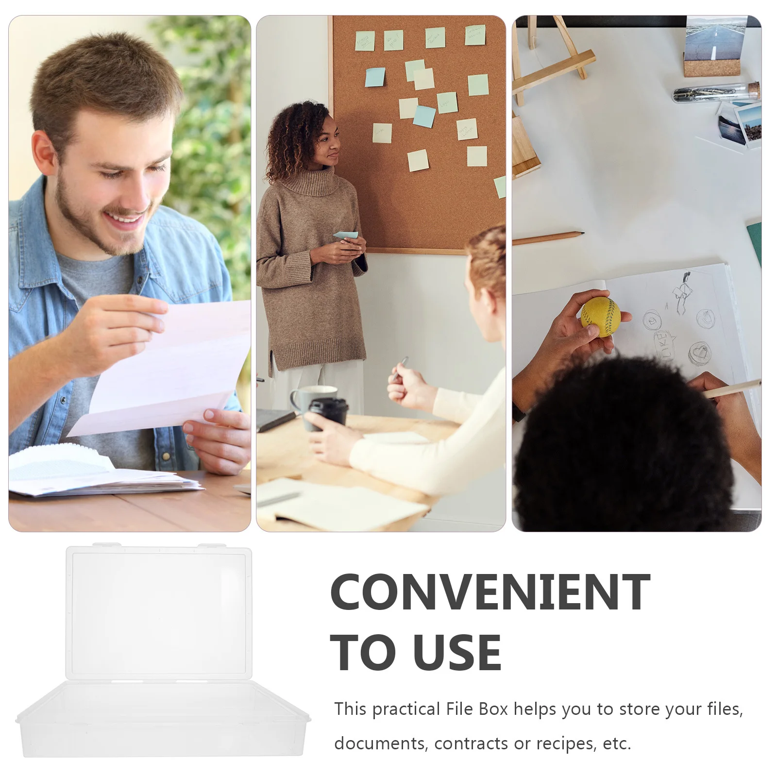File Storage Box Plastic Clear Document Holder For Papers Files Magazines Photos Stackable Pp Material Secure