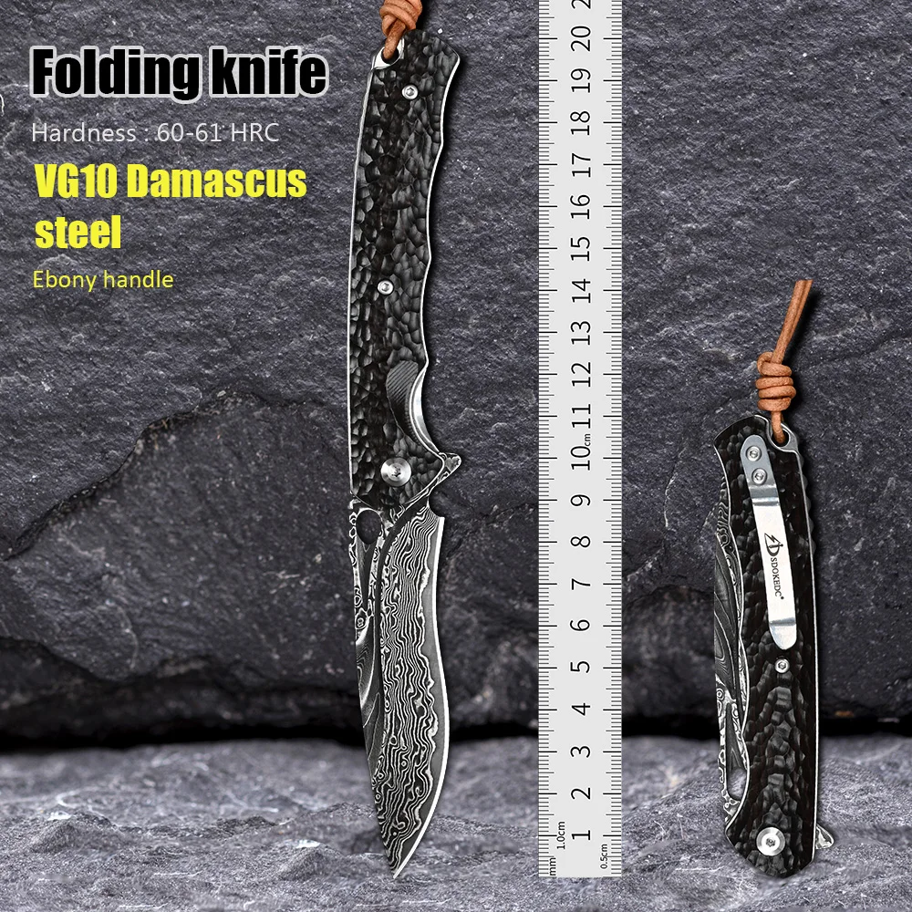 Outdoor Camping Self Defense Pocket Knives Utility EDC Tool Survival Hunting Folding Knife Damaskus